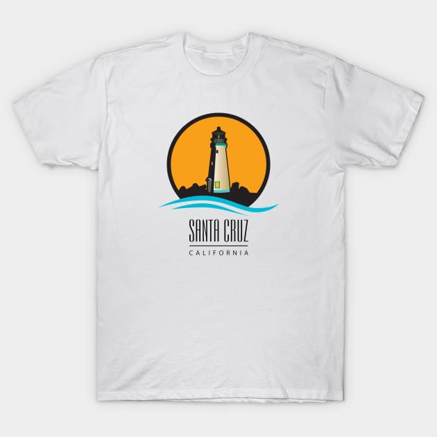 Santa Cruz California Light House Icon T-Shirt by PauHanaDesign